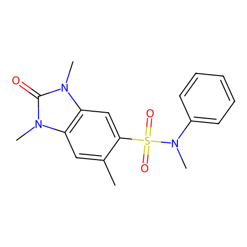 N,1,3,6-tetramethyl-2-oxo-N-phenyl-2,3-dihydro-1H-benzimidazole-5-sulfonamide structure