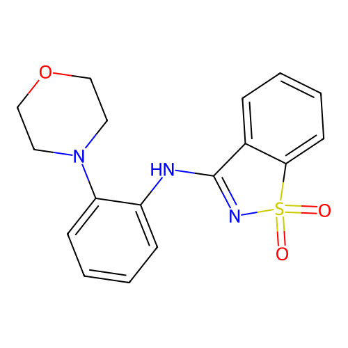 N-[2-(morpholin-4-yl)phenyl]-1,2-benzothiazol-3-amine 1,1-dioxide structure