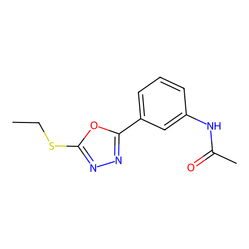 N-{3-[5-(ethylsulfanyl)-1,3,4-oxadiazol-2-yl]phenyl}acetamide structure