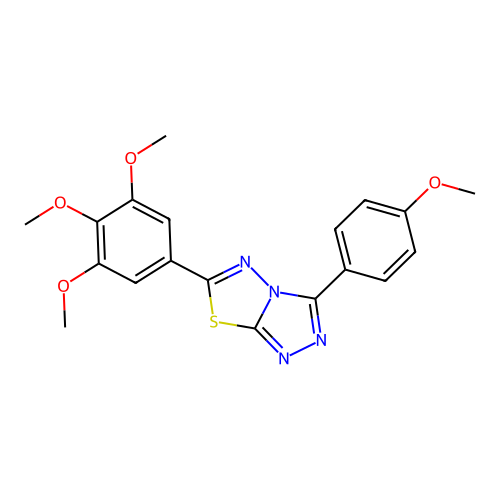 3-(4-methoxyphenyl)-6-(3,4,5-trimethoxyphenyl)[1,2,4]triazolo[3,4-b][1,3,4]thiadiazole structure