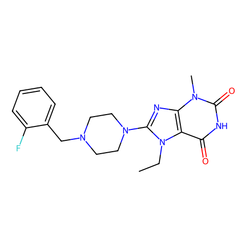 7-ethyl-8-(4-(2-fluorobenzyl)piperazin-1-yl)-3-methyl-1H-purine-2,6(3H,7H)-dione structure