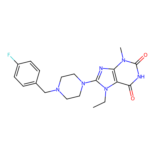 7-ethyl-8-(4-(4-fluorobenzyl)piperazin-1-yl)-3-methyl-1H-purine-2,6(3H,7H)-dione structure