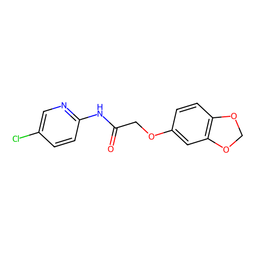 2-(1,3-benzodioxol-5-yloxy)-N-(5-chloropyridin-2-yl)acetamide structure