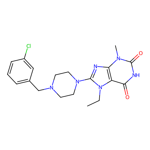 8-(4-(3-chlorobenzyl)piperazin-1-yl)-7-ethyl-3-methyl-1H-purine-2,6(3H,7H)-dione structure