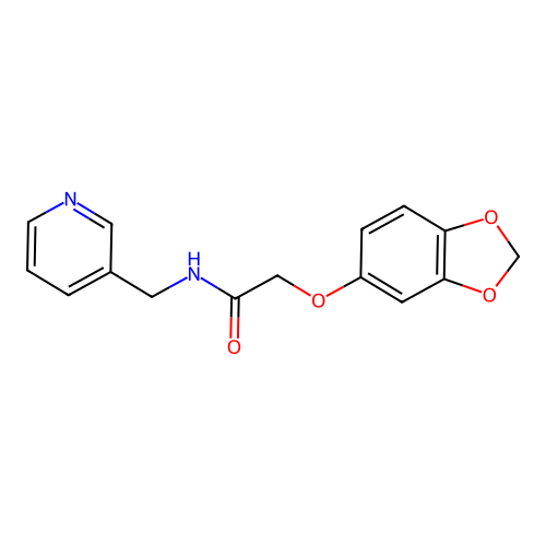2-(1,3-benzodioxol-5-yloxy)-N-(pyridin-3-ylmethyl)acetamide structure
