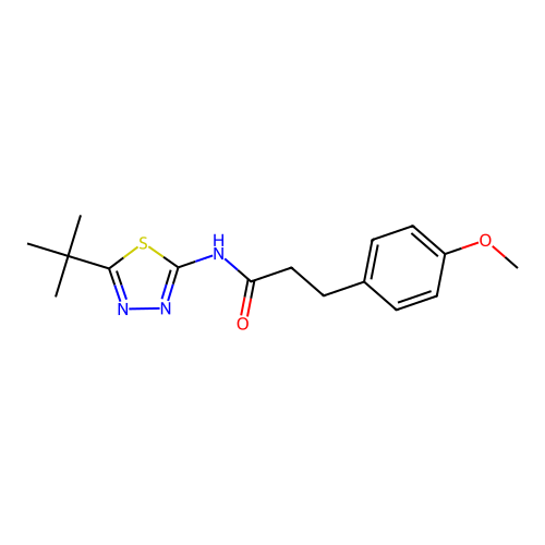 N-(5-tert-butyl-1,3,4-thiadiazol-2-yl)-3-(4-methoxyphenyl)propanamide structure
