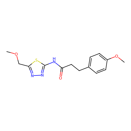 N-[5-(methoxymethyl)-1,3,4-thiadiazol-2-yl]-3-(4-methoxyphenyl)propanamide structure