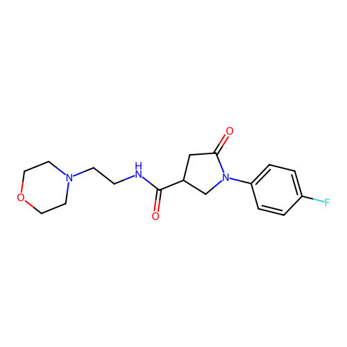 1-(4-fluorophenyl)-N-(2-morpholin-4-ylethyl)-5-oxopyrrolidine-3-carboxamide structure
