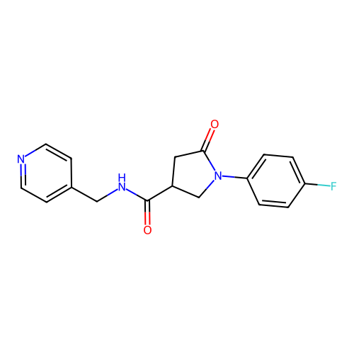 1-(4-fluorophenyl)-5-oxo-N-(pyridin-4-ylmethyl)pyrrolidine-3-carboxamide structure