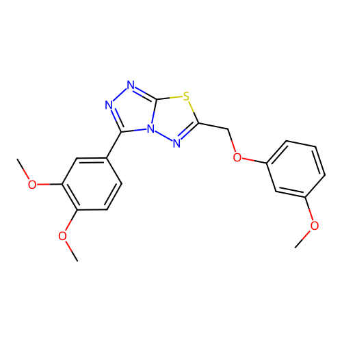 3-(3,4-dimethoxyphenyl)-6-[(3-methoxyphenoxy)methyl][1,2,4]triazolo[3,4-b][1,3,4]thiadiazole structure