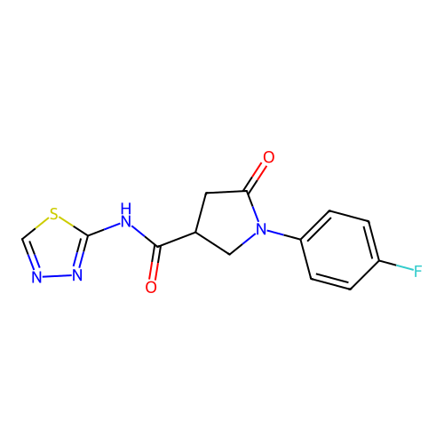 1-(4-fluorophenyl)-5-oxo-N-(1,3,4-thiadiazol-2-yl)pyrrolidine-3-carboxamide structure