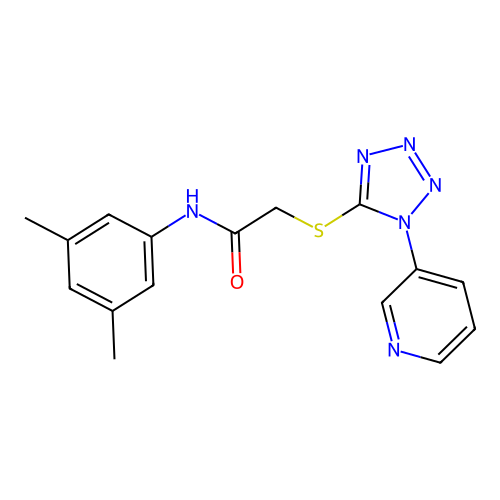 N-(3,5-dimethylphenyl)-2-(1-pyridin-3-yltetrazol-5-yl)sulfanylacetamide structure