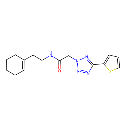 N-[2-(cyclohexen-1-yl)ethyl]-2-(5-thiophen-2-yltetrazol-2-yl)acetamide structure