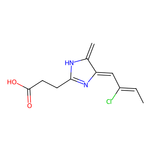 3-[4-(2-chlorobut-2-enylidene)-5-methylidene-1H-imidazol-2-yl]propanoic acid structure