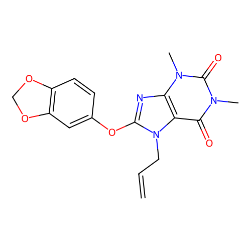 8-(1,3-Benzodioxol-5-yloxy)-1,3-dimethyl-7-prop-2-enylpurine-2,6-dione structure
