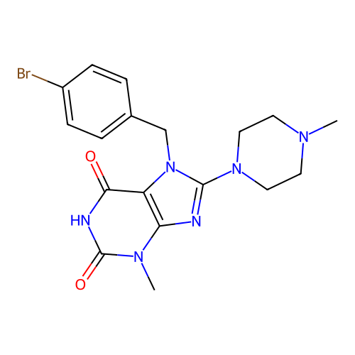 7-(4-bromobenzyl)-3-methyl-8-(4-methylpiperazin-1-yl)-1H-purine-2,6(3H,7H)-dione structure