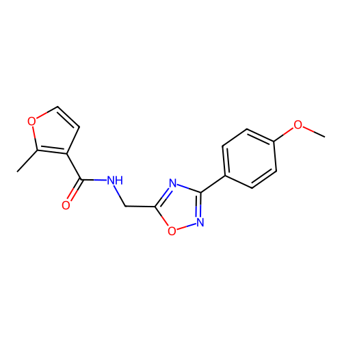 N-[[3-(4-methoxyphenyl)-1,2,4-oxadiazol-5-yl]methyl]-2-methylfuran-3-carboxamide structure
