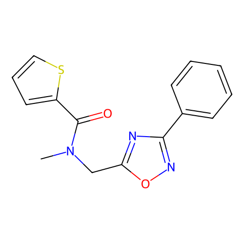 N-methyl-N-[(3-phenyl-1,2,4-oxadiazol-5-yl)methyl]thiophene-2-carboxamide structure