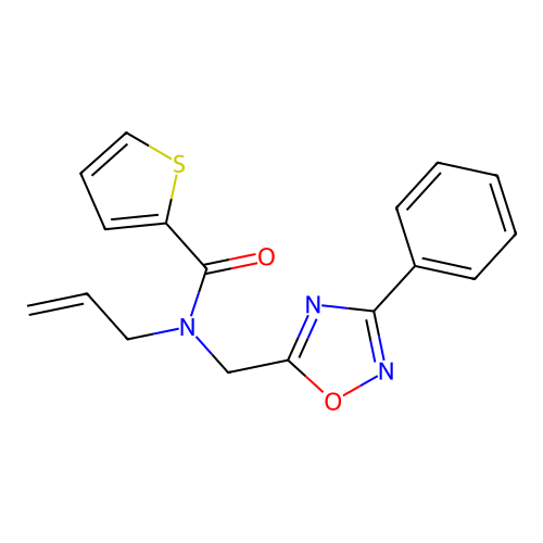 N-[(3-phenyl-1,2,4-oxadiazol-5-yl)methyl]-N-prop-2-enylthiophene-2-carboxamide structure