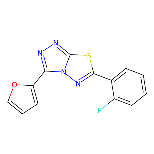 6-(2-Fluorophenyl)-3-(furan-2-yl)-[1,2,4]triazolo[3,4-b][1,3,4]thiadiazole structure