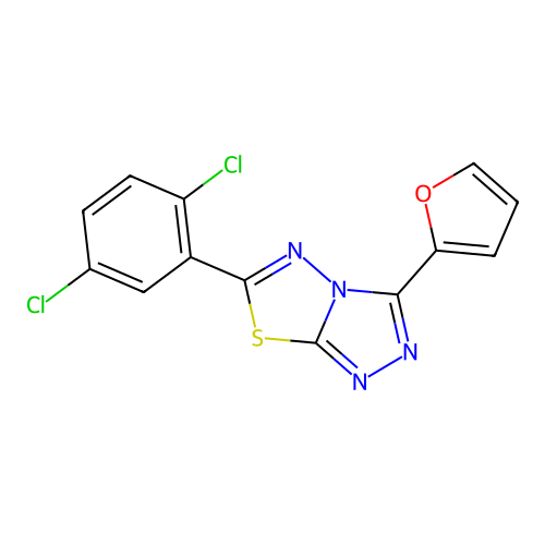 6-(2,5-Dichlorophenyl)-3-(furan-2-yl)-[1,2,4]triazolo[3,4-b][1,3,4]thiadiazole structure