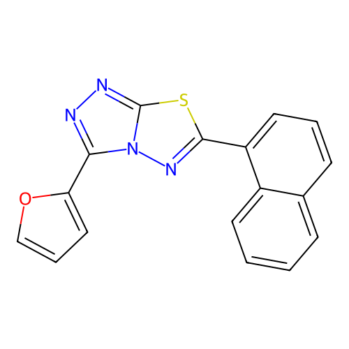 3-(Furan-2-yl)-6-naphthalen-1-yl-[1,2,4]triazolo[3,4-b][1,3,4]thiadiazole structure