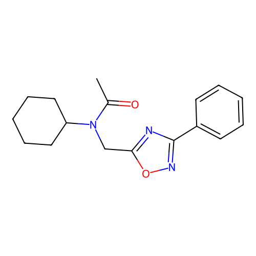 N-cyclohexyl-N-[(3-phenyl-1,2,4-oxadiazol-5-yl)methyl]acetamide structure