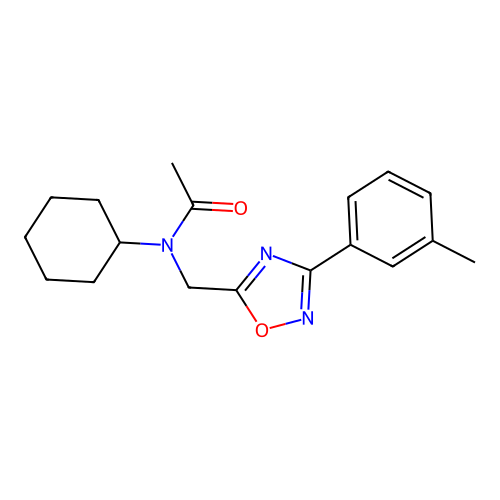 N-cyclohexyl-N-[[3-(3-methylphenyl)-1,2,4-oxadiazol-5-yl]methyl]acetamide structure
