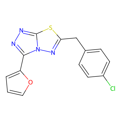 6-[(4-chlorophenyl)methyl]-3-(furan-2-yl)-[1,2,4]triazolo[3,4-b][1,3,4]thiadiazole structure