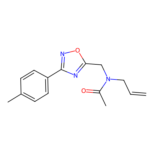 N-[[3-(4-methylphenyl)-1,2,4-oxadiazol-5-yl]methyl]-N-prop-2-enylacetamide structure