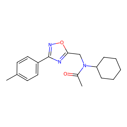 N-cyclohexyl-N-[[3-(4-methylphenyl)-1,2,4-oxadiazol-5-yl]methyl]acetamide structure