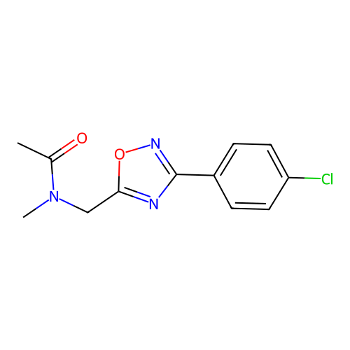 N-[[3-(4-chlorophenyl)-1,2,4-oxadiazol-5-yl]methyl]-N-methylacetamide structure