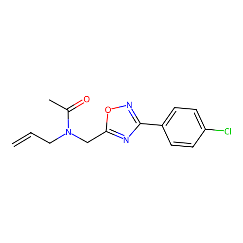 N-[[3-(4-chlorophenyl)-1,2,4-oxadiazol-5-yl]methyl]-N-prop-2-enylacetamide structure