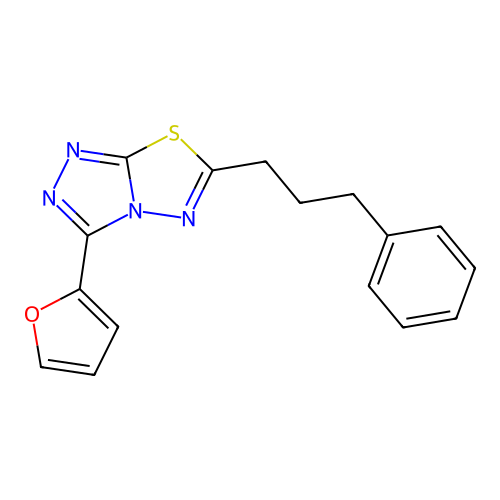 3-(Furan-2-yl)-6-(3-phenylpropyl)-[1,2,4]triazolo[3,4-b][1,3,4]thiadiazole structure