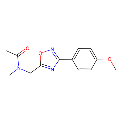 N-[[3-(4-methoxyphenyl)-1,2,4-oxadiazol-5-yl]methyl]-N-methylacetamide structure