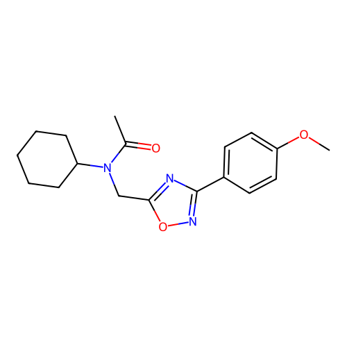 N-cyclohexyl-N-[[3-(4-methoxyphenyl)-1,2,4-oxadiazol-5-yl]methyl]acetamide structure