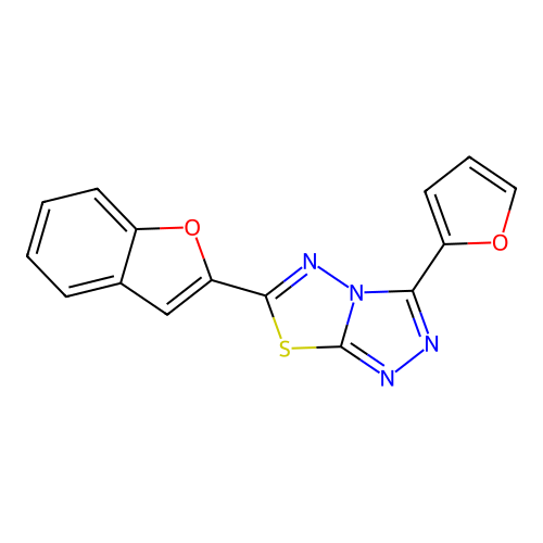 6-(1-Benzofuran-2-yl)-3-(2-furyl)[1,2,4]triazolo[3,4-b][1,3,4]thiadiazole structure