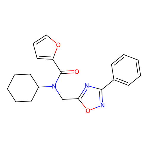 N-cyclohexyl-N-[(3-phenyl-1,2,4-oxadiazol-5-yl)methyl]furan-2-carboxamide structure