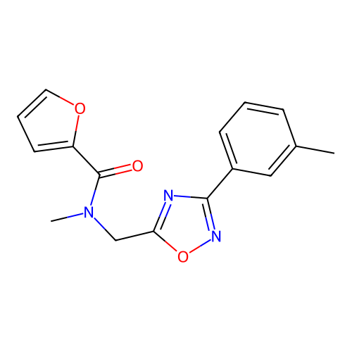 N-methyl-N-[[3-(3-methylphenyl)-1,2,4-oxadiazol-5-yl]methyl]furan-2-carboxamide structure