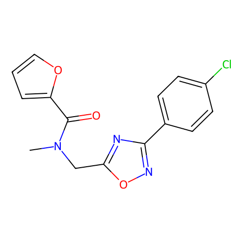 N-[[3-(4-chlorophenyl)-1,2,4-oxadiazol-5-yl]methyl]-N-methylfuran-2-carboxamide structure