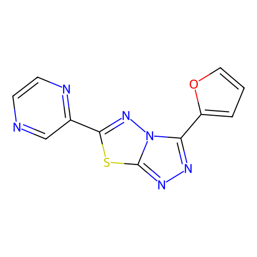 3-(2-Furyl)-6-(2-pyrazinyl)[1,2,4]triazolo[3,4-b][1,3,4]thiadiazole structure