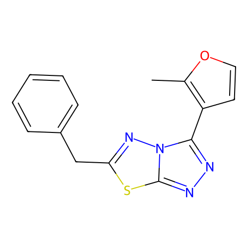 6-Benzyl-3-(2-methyl-3-furyl)[1,2,4]triazolo[3,4-b][1,3,4]thiadiazole structure