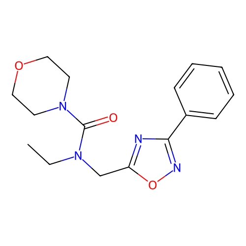 N-ethyl-N-[(3-phenyl-1,2,4-oxadiazol-5-yl)methyl]morpholine-4-carboxamide structure