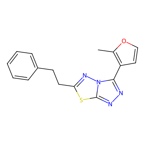 3-(2-Methyl-3-furyl)-6-(2-phenylethyl)[1,2,4]triazolo[3,4-b][1,3,4]thiadiazole structure