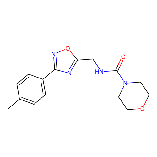 N-[[3-(4-methylphenyl)-1,2,4-oxadiazol-5-yl]methyl]morpholine-4-carboxamide structure