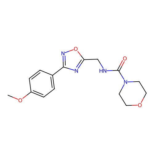 N-[[3-(4-methoxyphenyl)-1,2,4-oxadiazol-5-yl]methyl]morpholine-4-carboxamide structure
