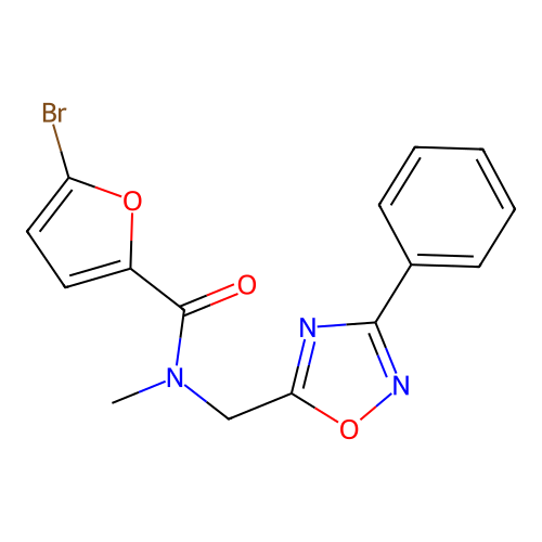 5-bromo-N-methyl-N-[(3-phenyl-1,2,4-oxadiazol-5-yl)methyl]furan-2-carboxamide structure