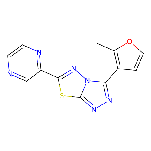 3-(2-Methyl-3-furyl)-6-(2-pyrazinyl)[1,2,4]triazolo[3,4-b][1,3,4]thiadiazole structure