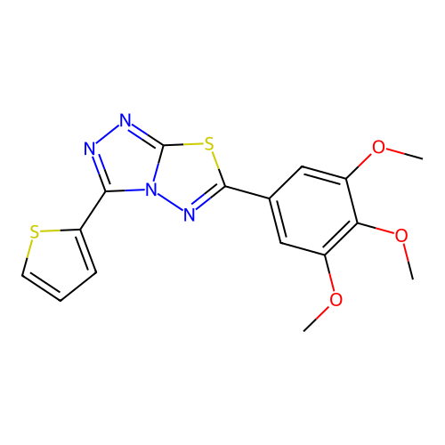 3-(2-Thienyl)-6-(3,4,5-trimethoxyphenyl)[1,2,4]triazolo[3,4-b][1,3,4]thiadiazole structure