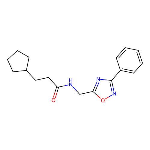 3-cyclopentyl-N-[(3-phenyl-1,2,4-oxadiazol-5-yl)methyl]propanamide structure